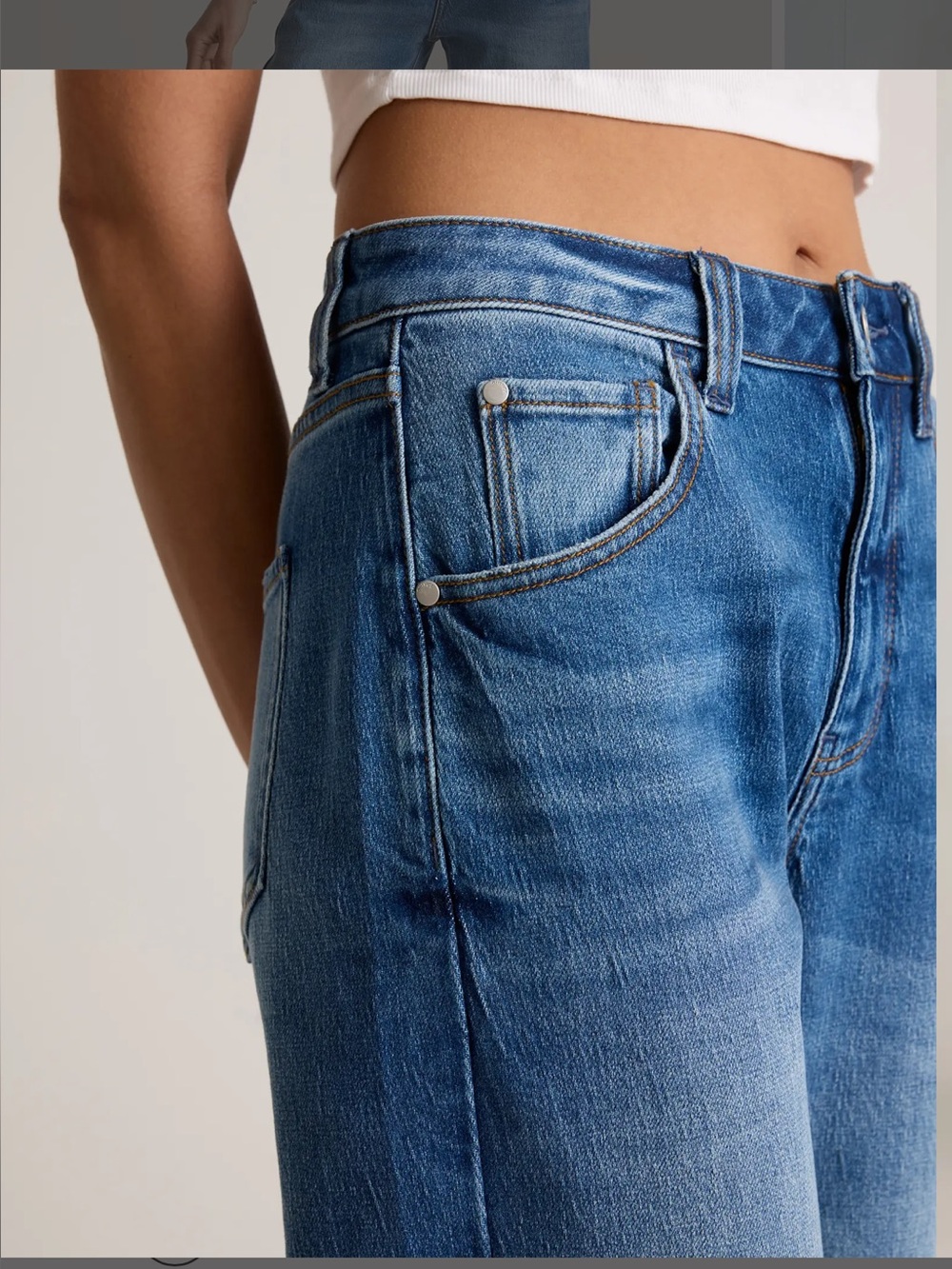 Quince NWT Bella Barrel Stretch Jeans Atlantic Blue Size 28 - Picture 4 of 15